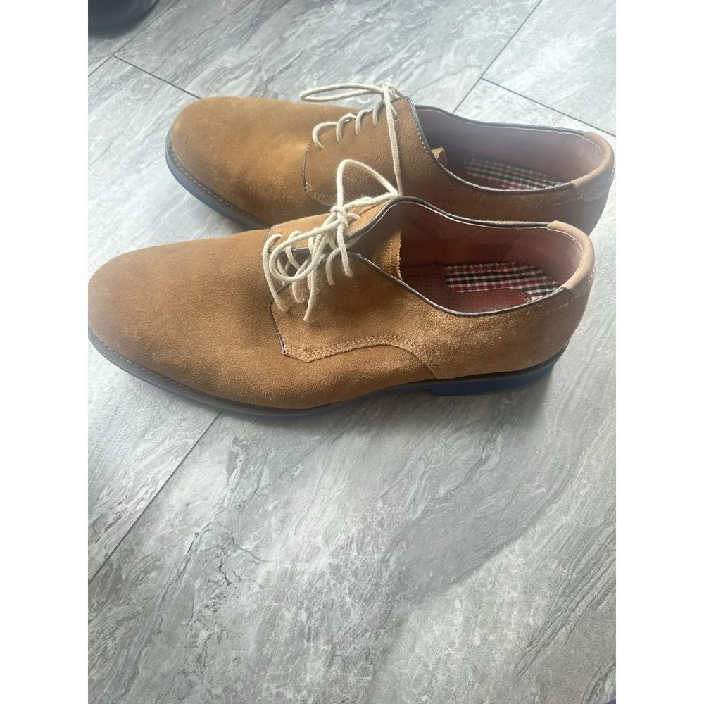 Johnston and Murphy Tan Sheepskin Suede Plain Toe Dress Shoes Men's Size 11